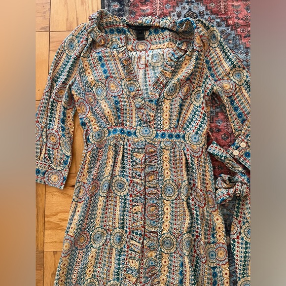 Marc by Marc Jacobs 100% silk multicolored floral boho poplin chic dress size 6 - Picture 3 of 8